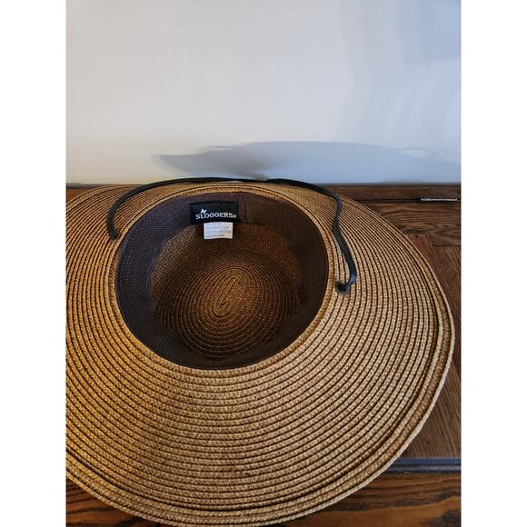 Sloggers Sun Hat Paper straw wide brim chin strap gardening sz 22.5" Sz M EUC - Picture 2 of 4